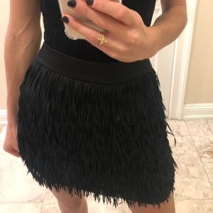 Black skirt, black party skirt, fringe skirt